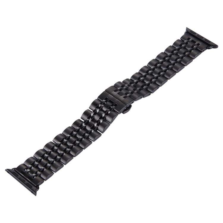 22mm Men Hidden Butterfly Buckle 7 Beads Stainless Steel Watch Band For Apple Watch 38mm