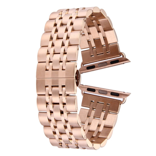 22mm Men Hidden Butterfly Buckle 7 Beads Stainless Steel Watch Band For Apple Watch 38mm