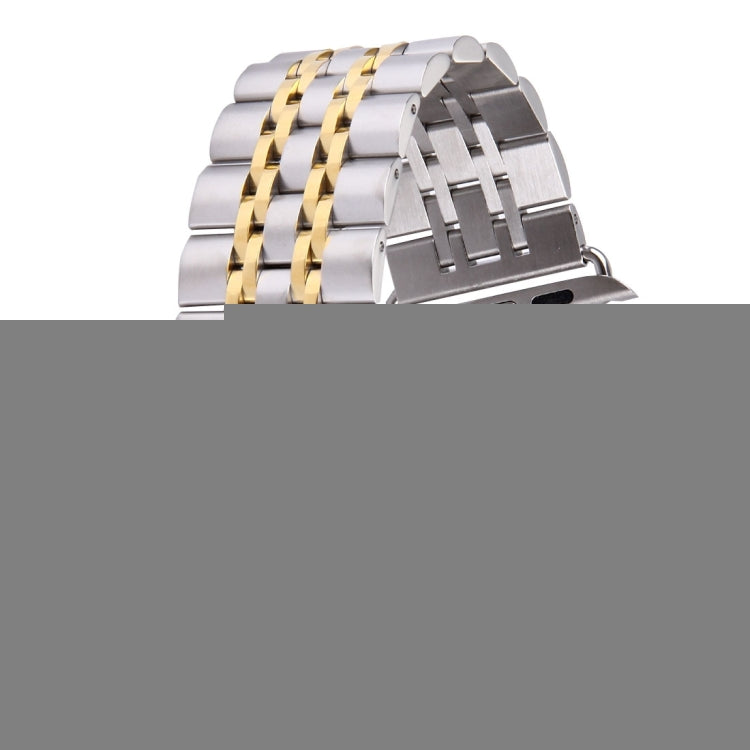 22mm Men Hidden Butterfly Buckle 7 Beads Stainless Steel Watch Band For Apple Watch 38mm, 22mm Men