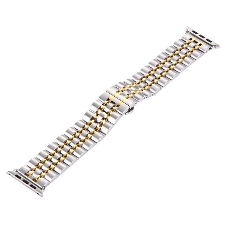 22mm Men Hidden Butterfly Buckle 7 Beads Stainless Steel Watch Band For Apple Watch 42mm, 22mm Men