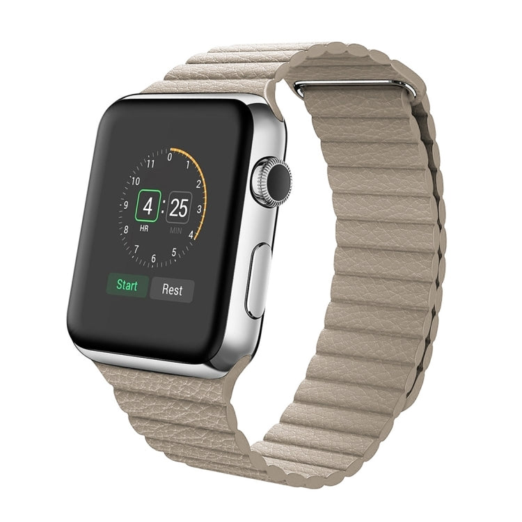 For Apple Watch 38mm Loop Magnetic Closure Clasp PU Leather Watch Band