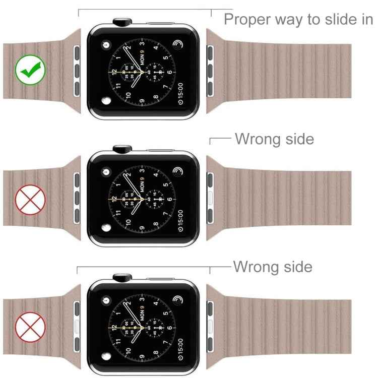 For Apple Watch 42mm Loop Magnetic Closure Clasp PU Leather Watch Band