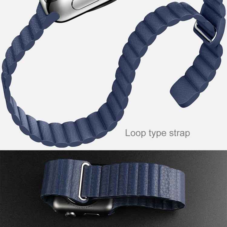 For Apple Watch 42mm Loop Magnetic Closure Clasp PU Leather Watch Band