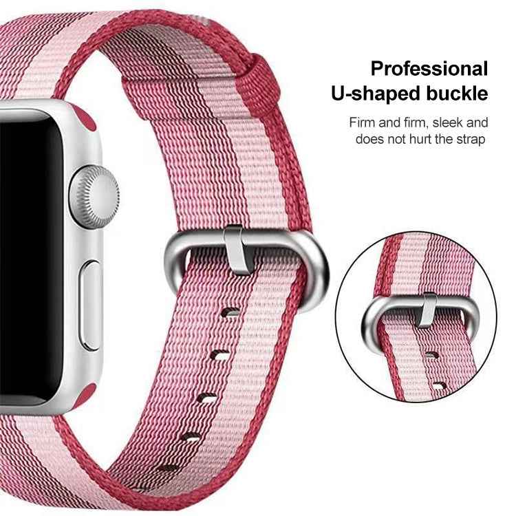 For Apple Watch 42mm Stripe Woven Nylon Watch Band