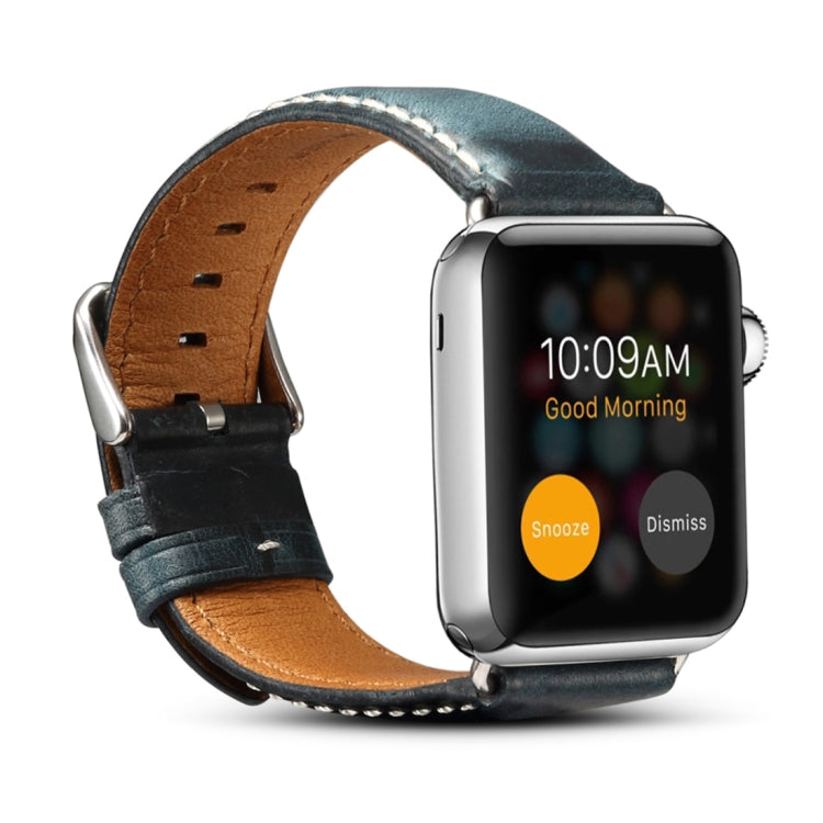 Bracelet de montre rétro en cuir Denior Oil Wax pour Apple Watch Series 10 42 mm / 9, 8 et 7 41 mm / SE 3, SE 2, 6, SE 5 et 4 40 mm / 3, 2 et 1 38 mm