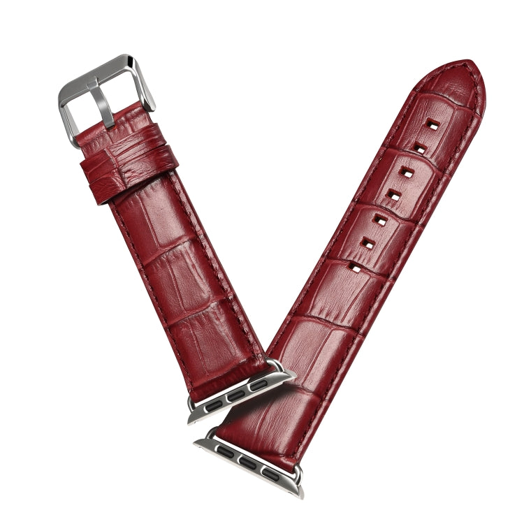 Denior Crocodile Grain Watch Cowhide Leather Watch Band for Apple Watch Ultra 49mm&Watch Ultra 2 49mm / Series 10 46mm / 9&8&7 45mm / SE 3&SE 2&6&SE&5&4 44mm / 3&2&1 42mm