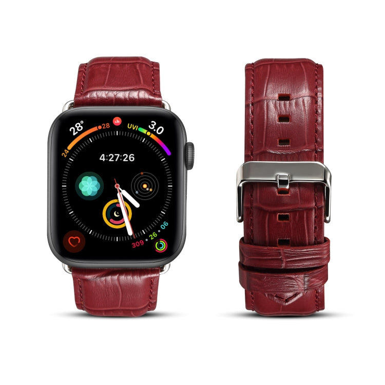 Denior Crocodile Grain Watch Cowhide Leather Watch Band for Apple Watch Series 10 42mm / 9&8&7 41mm / SE 3&SE 2&6&SE&5&4 40mm / 3&2&1 38mm