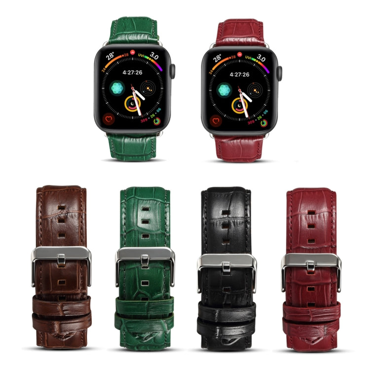 Denior Crocodile Grain Watch Cowhide Leather Watch Band for Apple Watch Series 10 42mm / 9&8&7 41mm / SE 3&SE 2&6&SE&5&4 40mm / 3&2&1 38mm