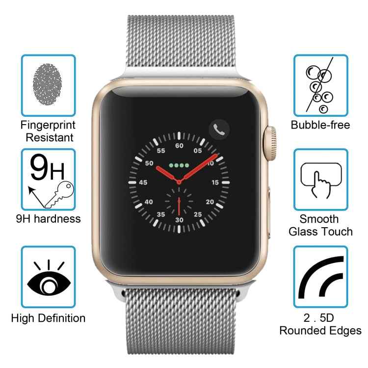 2 PCS ENKAY Hat-Prince for Apple Watch 38 mm 0.2mm 9H Surface Hardness 2.15D Explosion-proof Tempered Glass Screen Film