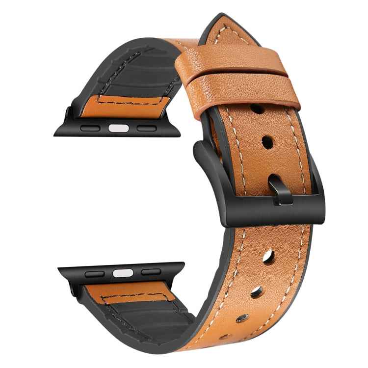 Solid Color TPU + Stainless Steel Watch Band for Apple Watch Series 7 45mm / 6 & SE & 5 & 4 44mm / 3 & 2 & 1 42mm