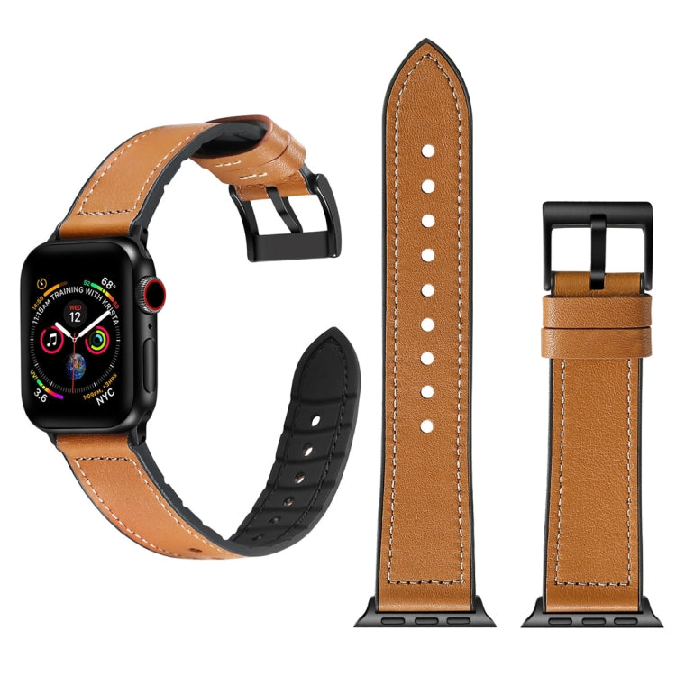 Solid Color TPU + Stainless Steel Watch Band for Apple Watch Series 7 45mm / 6 & SE & 5 & 4 44mm / 3 & 2 & 1 42mm, 44mm