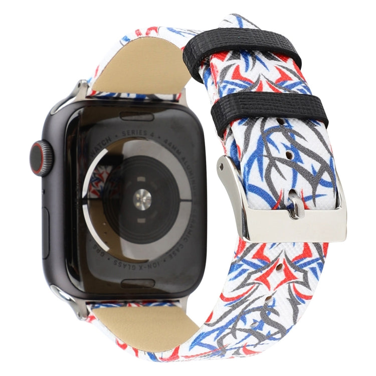 Bracelet de montre en cuir véritable imprimé épines pour Apple Watch Series 10 42 mm / 9, 8 et 7 41 mm / SE 3, SE 2, 6, SE 5 et 4 40 mm / 3, 2 et 1 38 mm