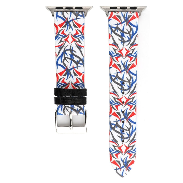 Bracelet de montre en cuir véritable imprimé épines pour Apple Watch Series 10 42 mm / 9, 8 et 7 41 mm / SE 3, SE 2, 6, SE 5 et 4 40 mm / 3, 2 et 1 38 mm