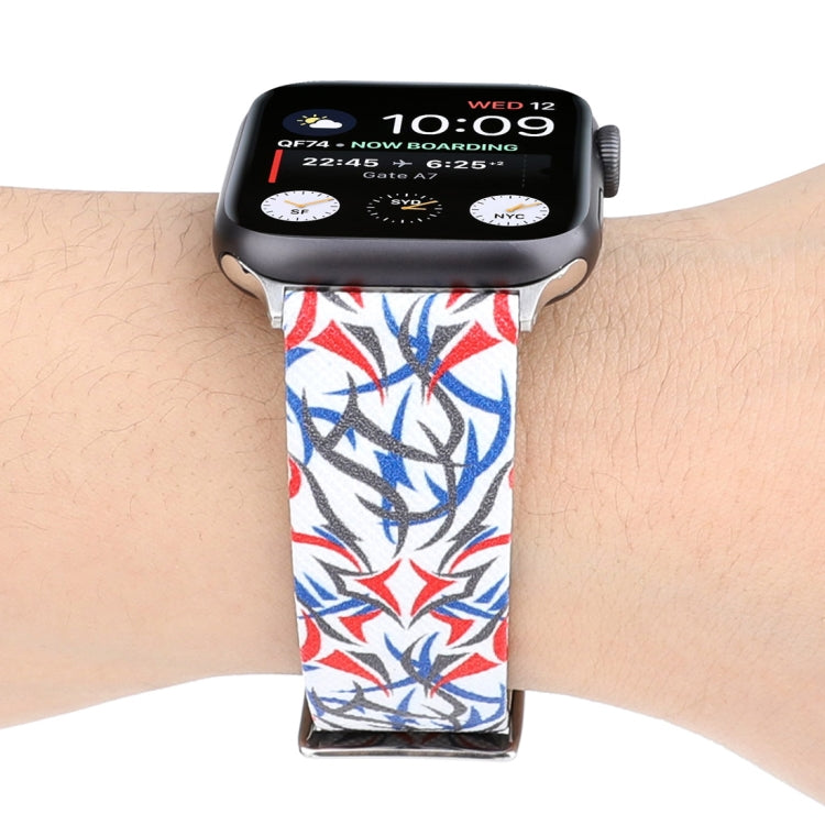 Bracelet de montre en cuir véritable imprimé épines pour Apple Watch Series 10 42 mm / 9, 8 et 7 41 mm / SE 3, SE 2, 6, SE 5 et 4 40 mm / 3, 2 et 1 38 mm