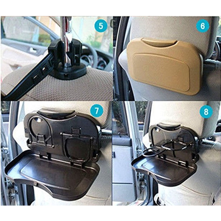 Folding Car Auto Back Seat Table Drink Food Cup Tray Holder Stand Desk, Black, Gray, Beige