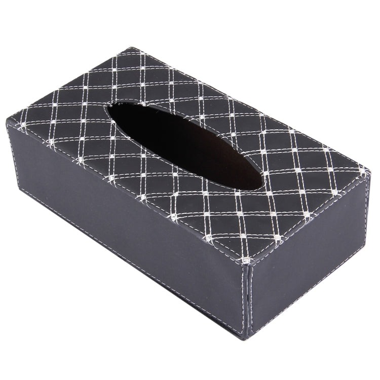 Luxury PU Leather Cover Case Tissue Box Car Pumping Tray, White line, Red line