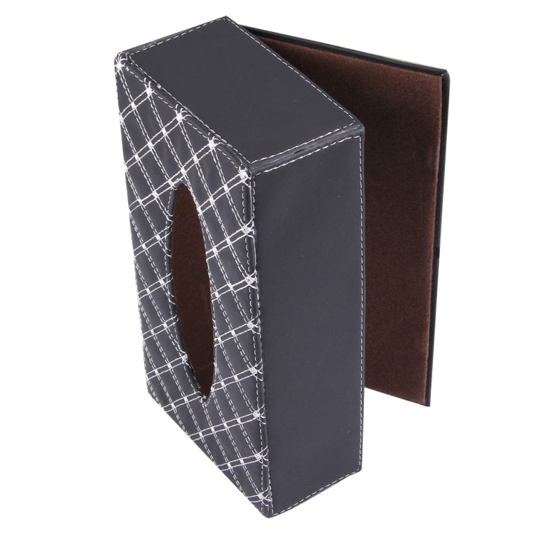 Luxury PU Leather Cover Case Tissue Box Car Pumping Tray, White line, Red line