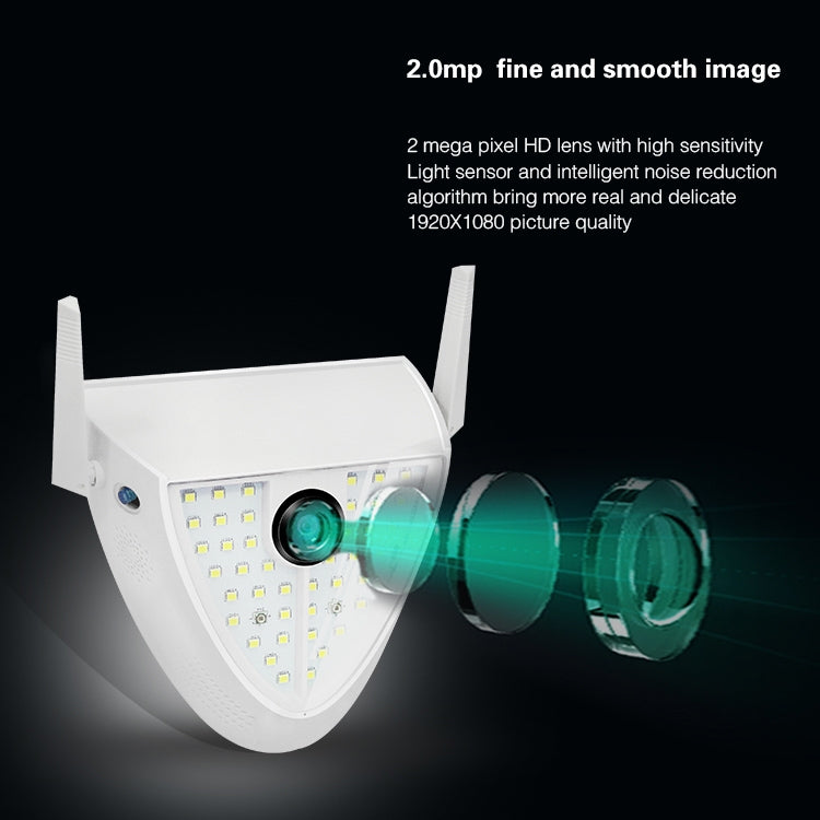 Caméra de jardin intelligente DP16 2 mégapixels 42 LED, détection de mouvement, vision nocturne, interphone vocal, carte TF, prise AU, DP16