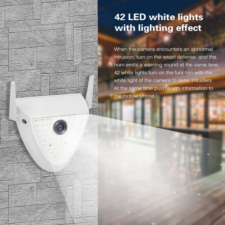 Caméra de jardin intelligente DP16 2 mégapixels 42 LED, détection de mouvement, vision nocturne, interphone vocal, carte TF, prise AU, DP16