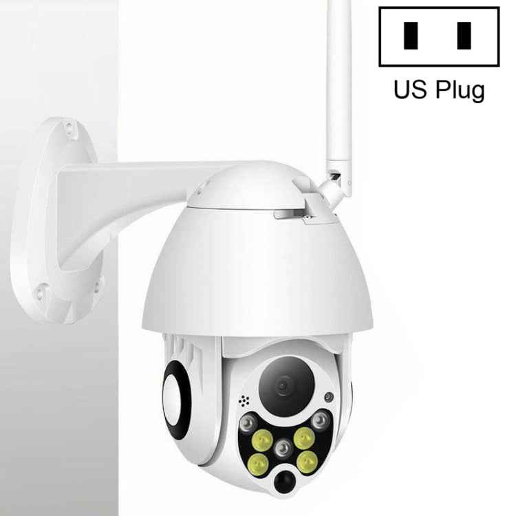Wireless Surveillance Camera HD PTZ Home Security Outdoor IP66 Waterproof Network Dome Camera, Support Night Vision & Motion Detection & TF Card, US Plug