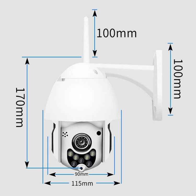 Wireless Surveillance Camera HD PTZ Home Security Outdoor IP66 Waterproof Network Dome Camera, Support Night Vision & Motion Detection & TF Card, US Plug