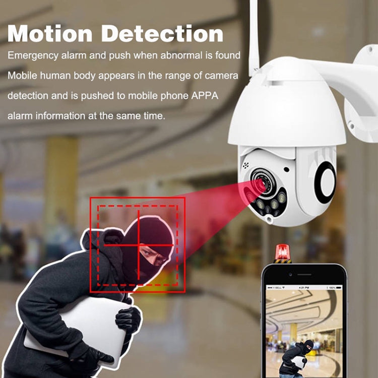 Wireless Surveillance Camera HD PTZ Home Security Outdoor IP66 Waterproof Network Dome Camera, Support Night Vision & Motion Detection & TF Card, US Plug