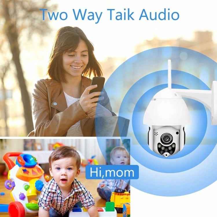 Wireless Surveillance Camera HD PTZ Home Security Outdoor IP66 Waterproof Network Dome Camera, Support Night Vision & Motion Detection & TF Card, US Plug