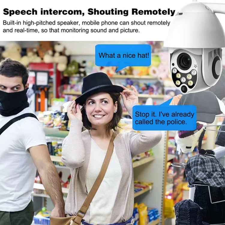 Wireless Surveillance Camera HD PTZ Home Security Outdoor IP66 Waterproof Network Dome Camera, Support Night Vision & Motion Detection & TF Card, US Plug