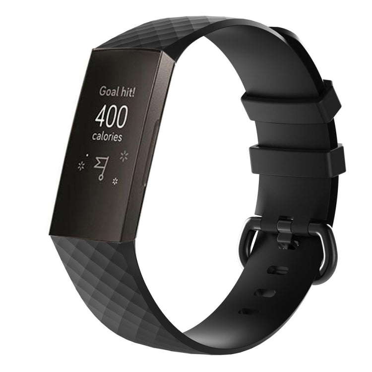 Diamond Pattern Silicone Watch Band for Fitbit Charge 3, Size: 210x18mm, Size：210x18mm