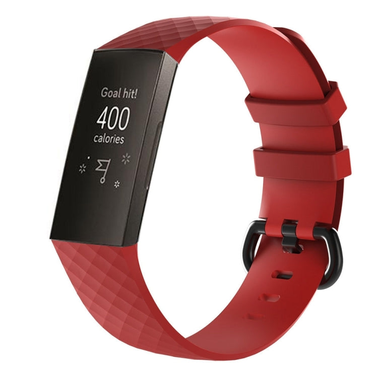 Diamond Pattern Silicone Watch Band for Fitbit Charge 3, Size: 210x18mm, Size：210x18mm