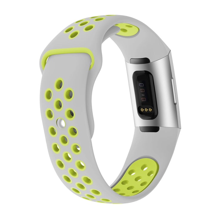 Two-color Round Hole Silicone Watch Band for Fitbit Charge 3, Watch Band Size:145-210mm