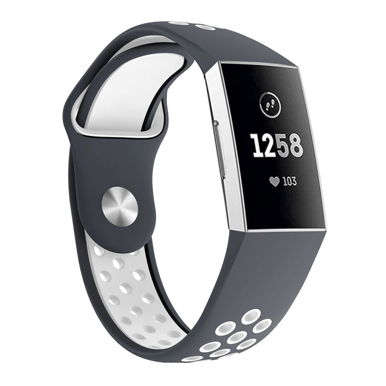 Two-color Round Hole Silicone Watch Band for Fitbit Charge 3, Watch Band Size:145-210mm