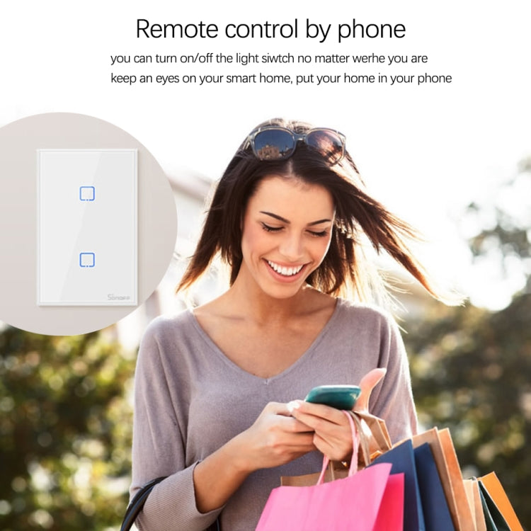 Sonoff T2 Touch 120mm Tempered Glass Panel Wall Switch Smart Home Light Touch Switch, Compatible with Alexa and Google Home, AC 100V-240V, US Plug, 120mm/ 1 US Plug