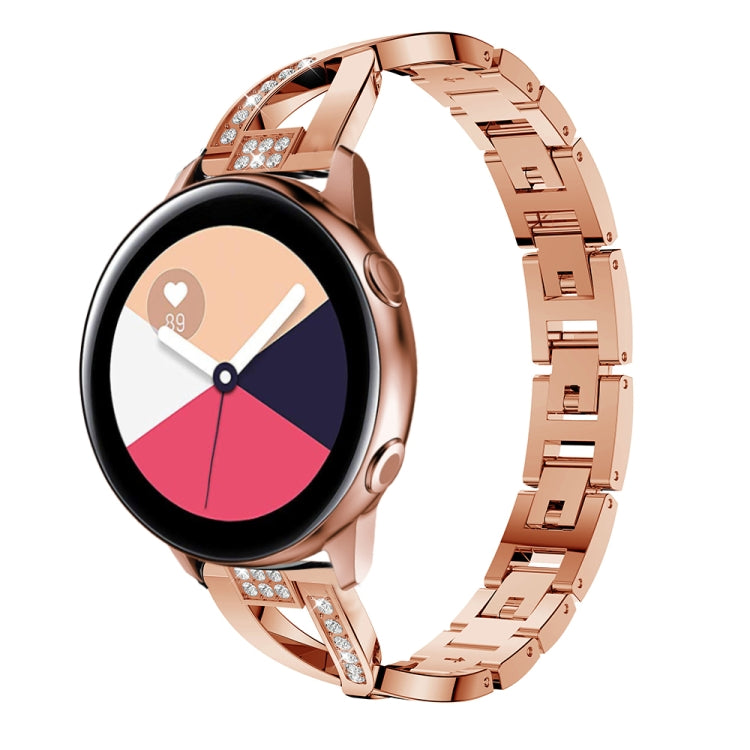 Correa de acero inoxidable con diamantes en forma de X para Galaxy Watch Active de 20 mm