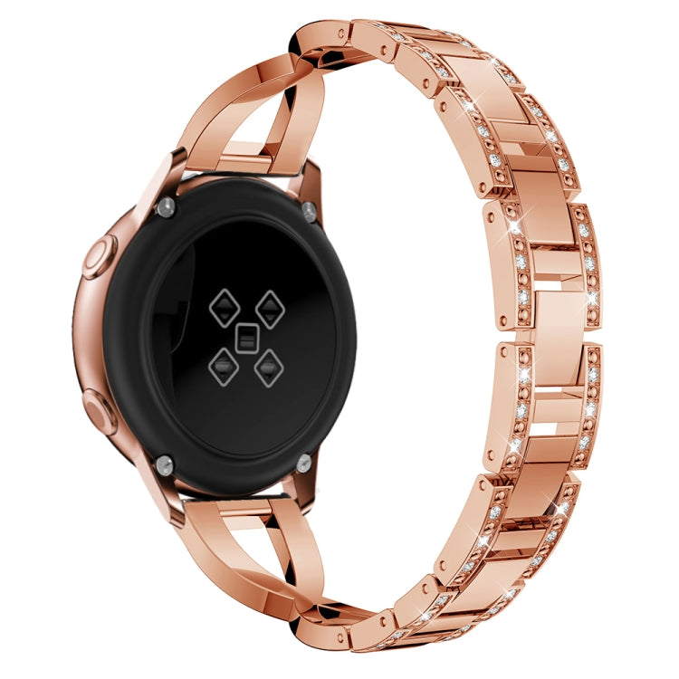 Correa de acero inoxidable con diamantes en forma de X para Galaxy Watch Active de 20 mm