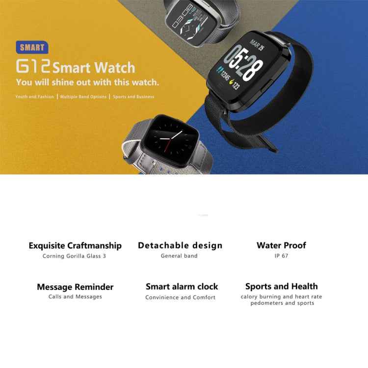 DTNO.1 G12 1.3 inches OLED Color Screen Smart Bracelet IP67 Waterproof, Nylon Watchband, Support Call Reminder /Heart Rate Monitoring /Sedentary Reminder /Multi-sport Mode