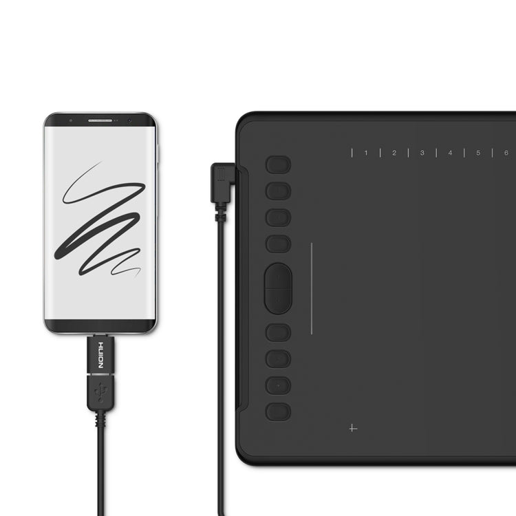 HUION H1161 5080 LPI Touch Strip Art Drawing Tablet for Fun, with Battery-free Pen & Pen Holder, H1161