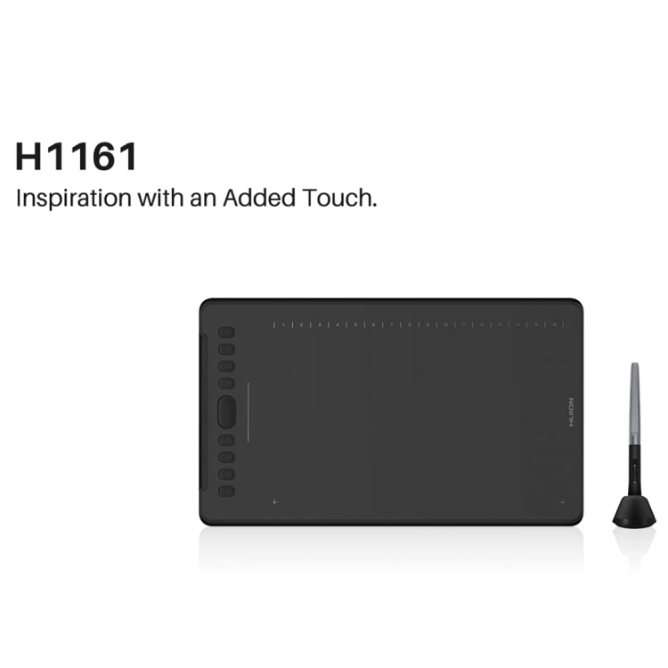 HUION H1161 5080 LPI Touch Strip Art Drawing Tablet for Fun, with Battery-free Pen & Pen Holder, H1161