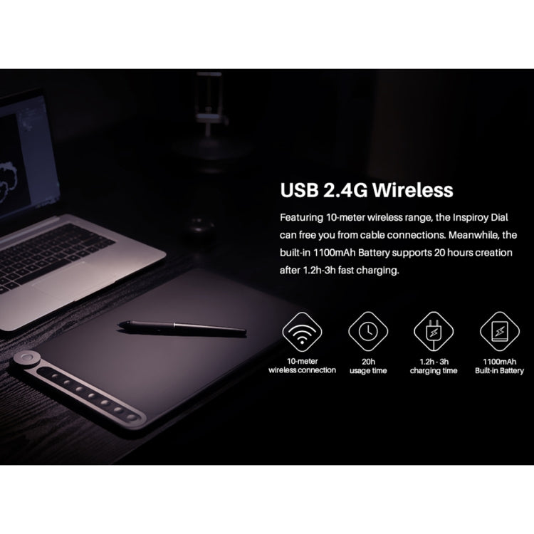 HUION Q620M 5080 LPI Wireless Art Drawing Tablet for Fun, with Battery-free Pen & Pen Holder, Q620M