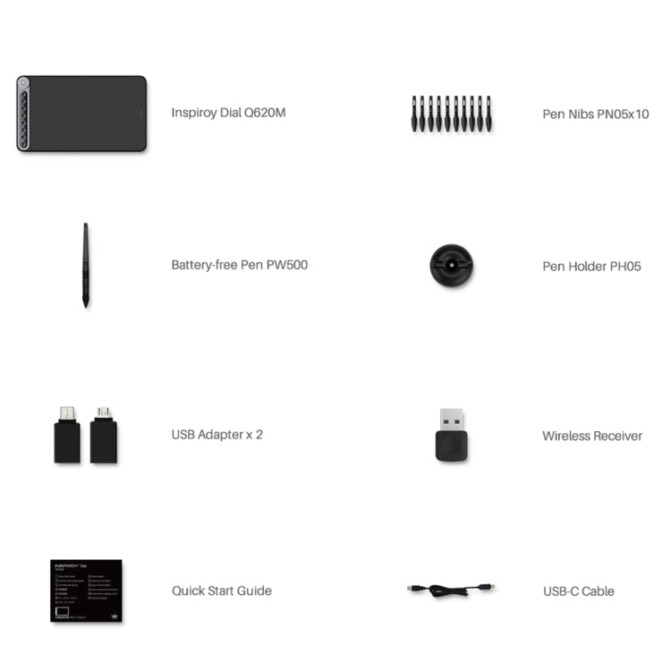 HUION Q620M 5080 LPI Wireless Art Drawing Tablet for Fun, with Battery-free Pen & Pen Holder, Q620M