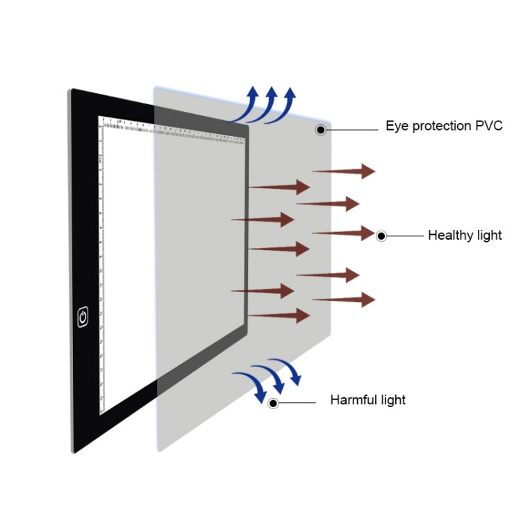 A4 Size 5W 5V LED LED Stepless Dimmable Acrylic Copy Boards for Anime Sketch Drawing Sketchpad, with USB Cable & Plug, Size：220x330x5mm, Stepless Dimmable