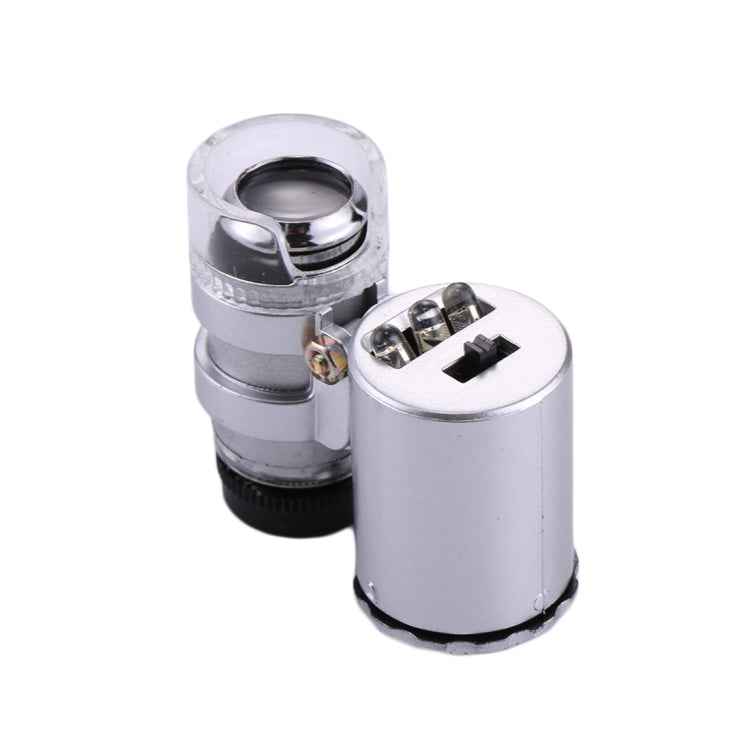 Mini Portable 60X Jewelry Appraisal Microscope with LED Light & Currency Detecting Function