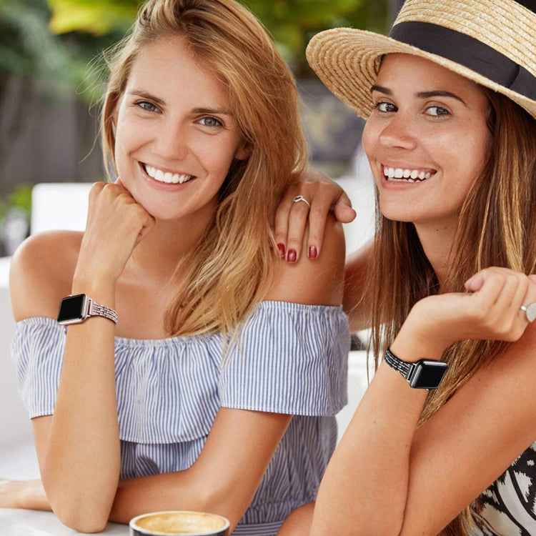 Colorful Diamond Stainless Steel Watch Band for Apple Watch Series 7 41mm / 6 & SE & 5 & 4 40mm / 3 & 2 & 1 38mm