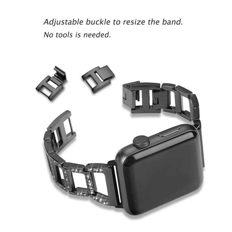 Colorful Diamond Stainless Steel Watch Band for Apple Watch Ultra 49mm&Watch Ultra 2 49mm / Series 10 46mm / 9&8&7 45mm / SE 3&SE 2&6&SE&5&4 44mm / 3&2&1 42mm