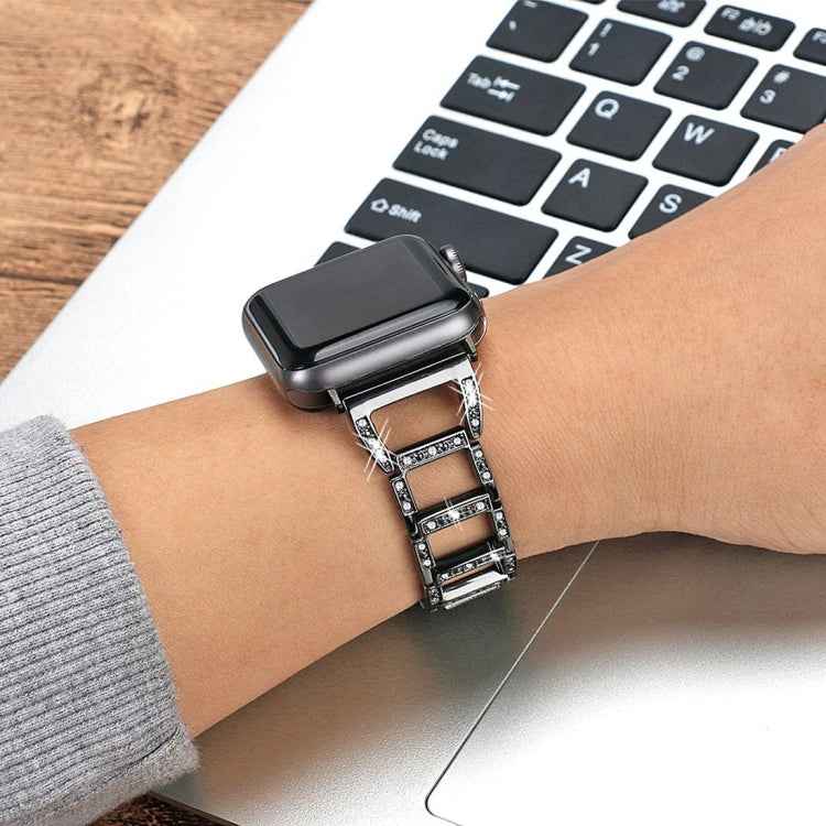 Colorful Diamond Stainless Steel Watch Band for Apple Watch Ultra 49mm&Watch Ultra 2 49mm / Series 10 46mm / 9&8&7 45mm / SE 3&SE 2&6&SE&5&4 44mm / 3&2&1 42mm
