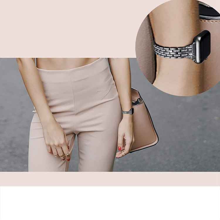 Colorful Diamond Stainless Steel Watch Band for Apple Watch Series 7 45mm / 6 & SE & 5 & 4 44mm / 3 & 2 & 1 42mm