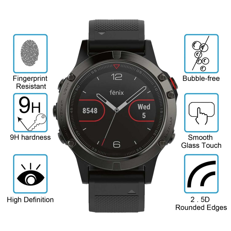 ENKAY Hat-Prince for Garmin Fenix 5 Smart Watch 0.2mm 9H Surface Hardness 2.15D Curved Edge Tempered Glass Film