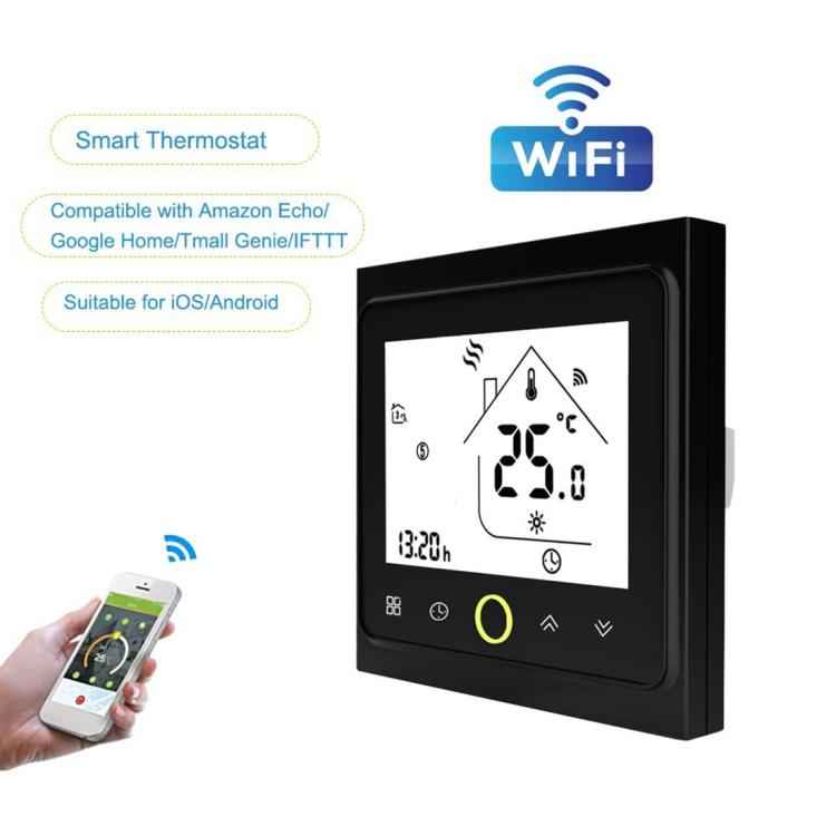 BHT-002GBLW 16A Load Electronic Heating Type LCD Digital Heating Room Thermostat with Sensor & Time Display, WiFi Control