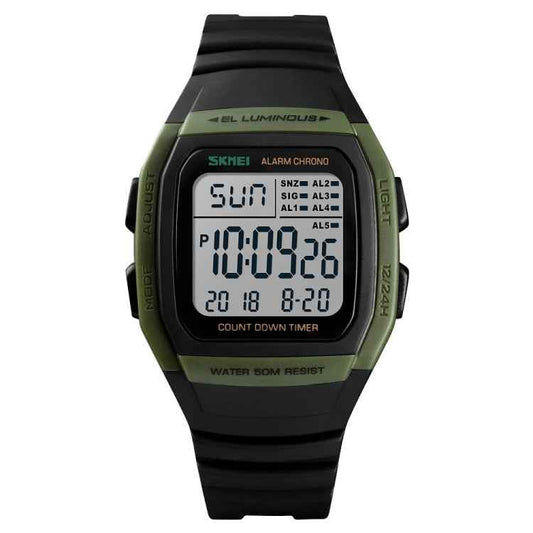 SKMEI 1278 Fashionable Outdoor 50m Waterproof Digital Watch Student Sports Wrist Watch Support 5 Group Alarm Clocks