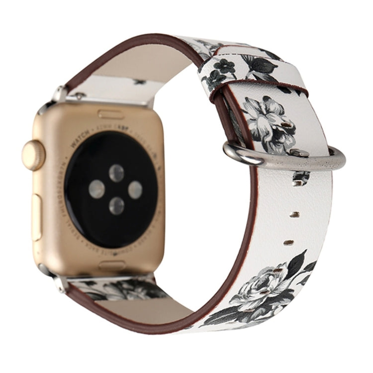For Apple Watch Ultra 49mm&Watch Ultra 2 49mm / Series 10 46mm / 9&8&7 45mm / SE 3&SE 2&6&SE&5&4 44mm / 3&2&1 42mm Fashion Pastoralism Style Little Floral Pattern Women Watch Leather Watch Band, For 42mm F, For 42mm A, For 42mm B, For 42mm C, For 42mm ...